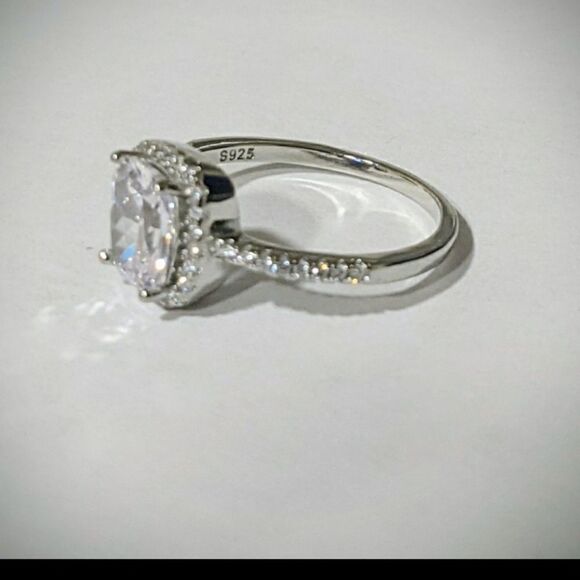 925 STERLING SILVER HALO CZ statement ring 7 9 10 Valentines - Picture 5 of 8